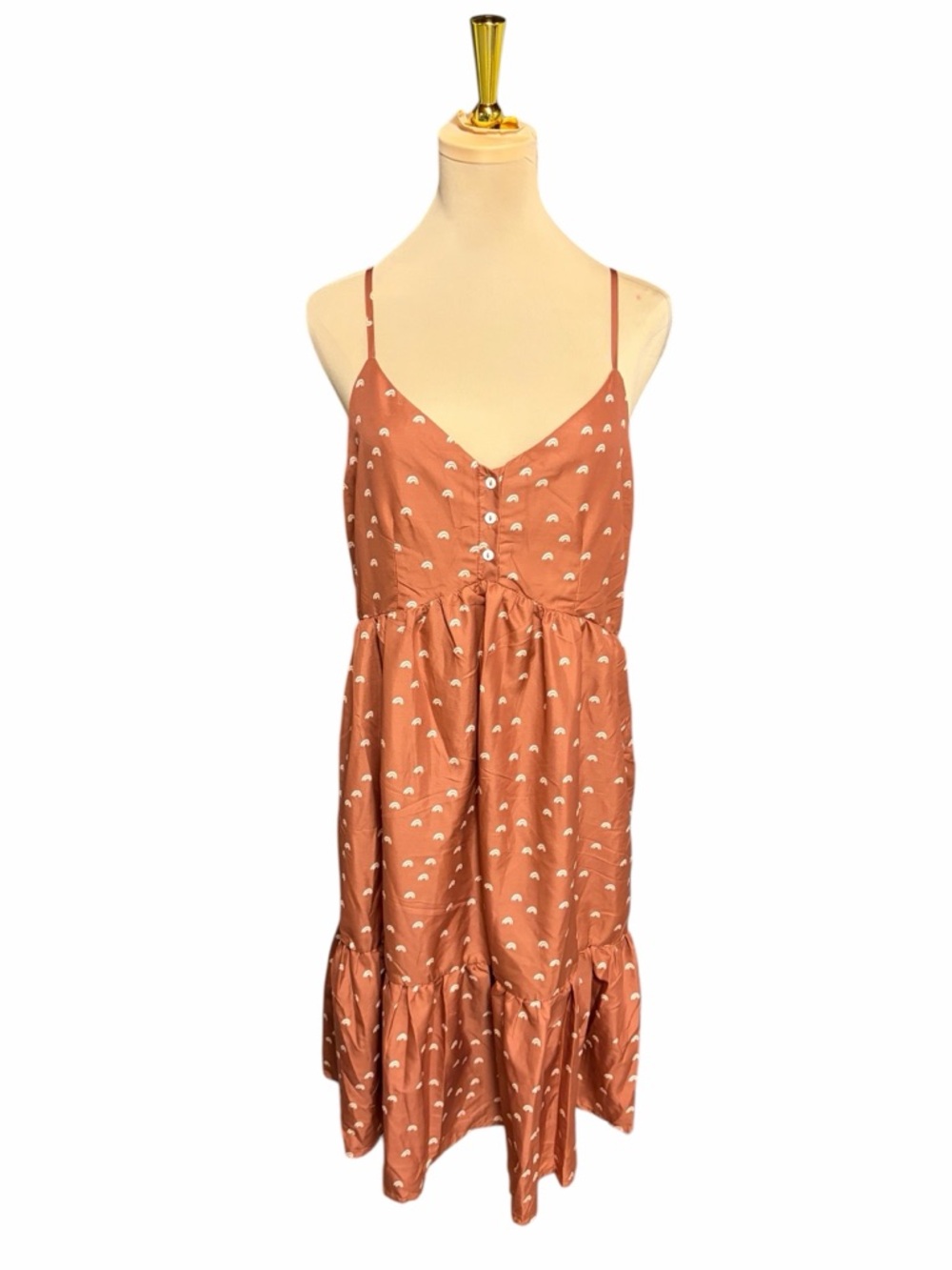 Rust Midi Sundress with Button Front